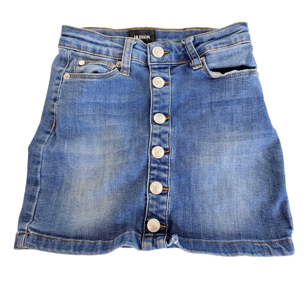 Hudson Denim Button Front Skirt - Size 8 - Distressed Hem